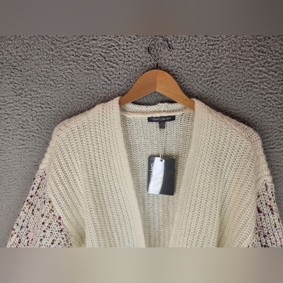 Grey Collective Women Cardigan Sweater Sz M Drop Shoulder Open Front Puff Sleeve - Picture 2 of 12